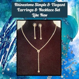 Rhinestone Simple & Elegant Earrings & Necklace Set